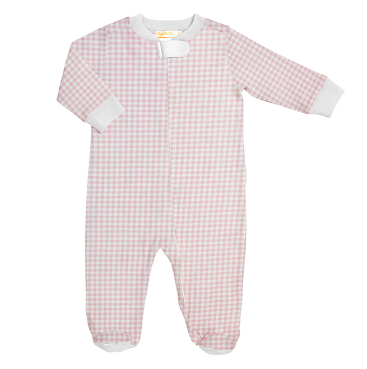 Pink Mini Checks Zipper Footie