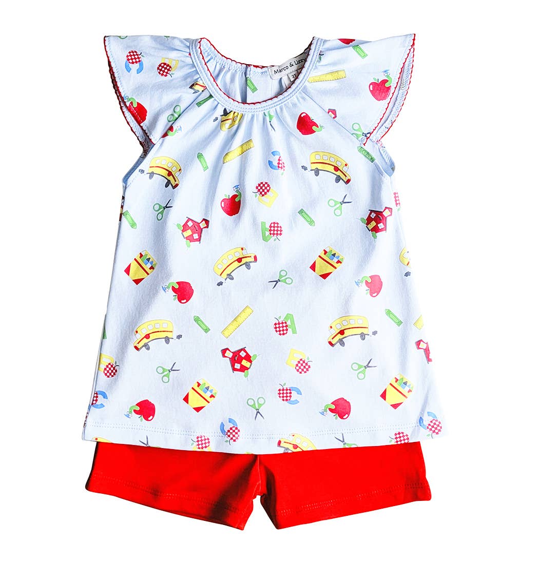 Back To School Girl Red Short Set