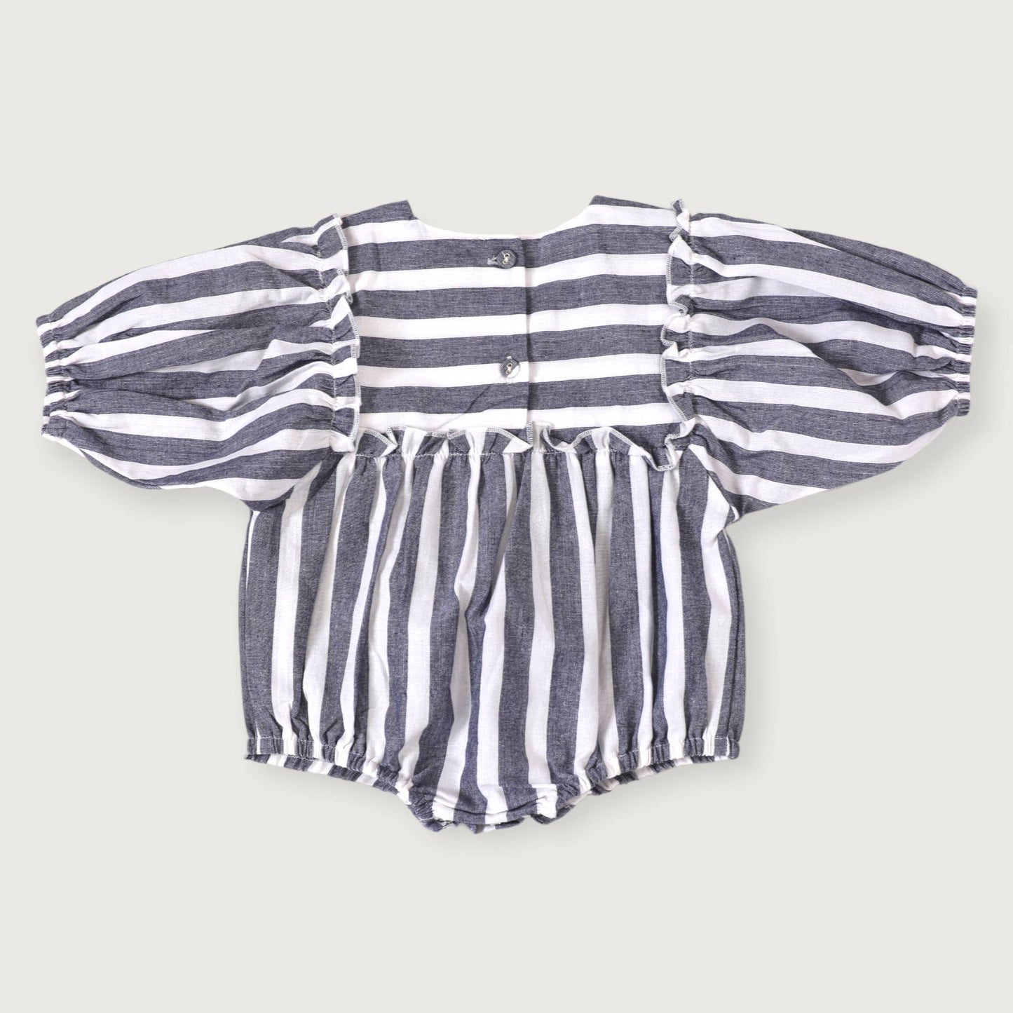 Blue Stripe Puff Sleeve Baby Bubble
