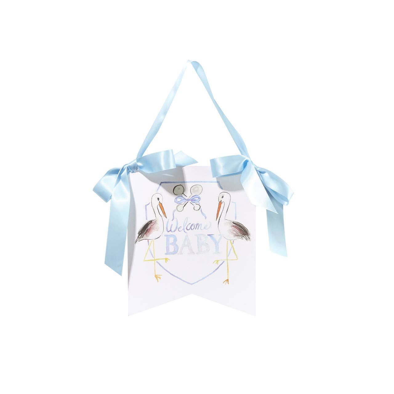 "Welcome Baby" Stork Hanger - Neutral, Pink or Blue