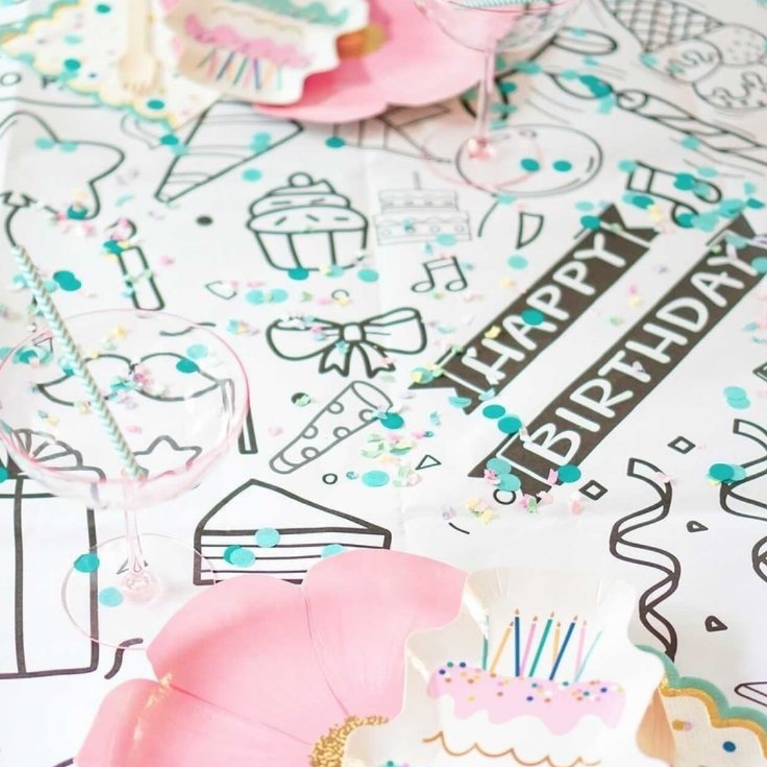 Happy Birthday Coloring Banner | Paper Tablecloth
