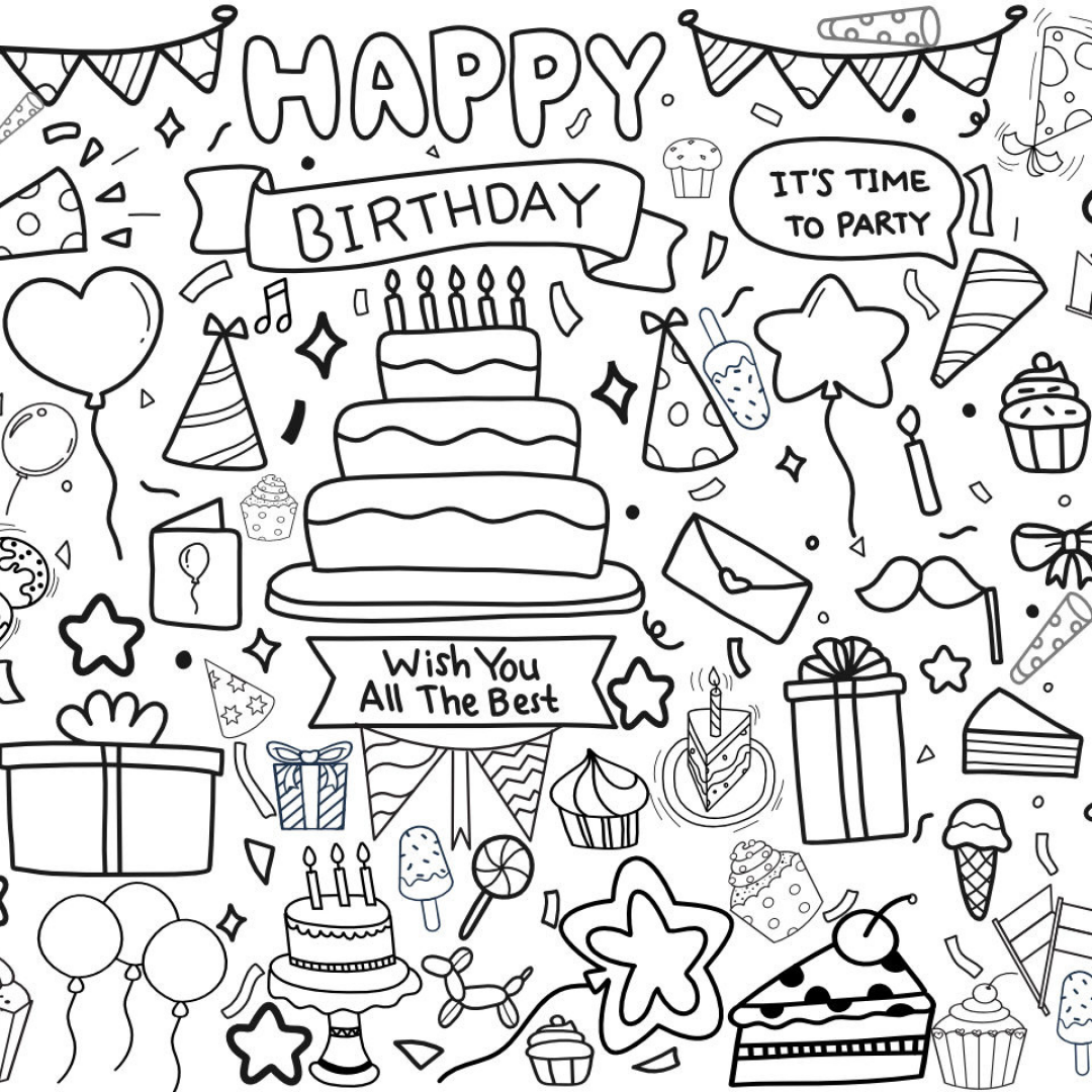 Happy Birthday Coloring Banner | Paper Tablecloth