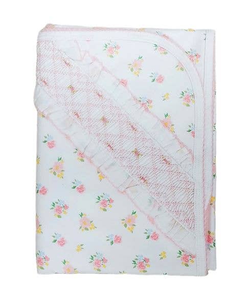 English Roses Baby Girl Smocked Blanket