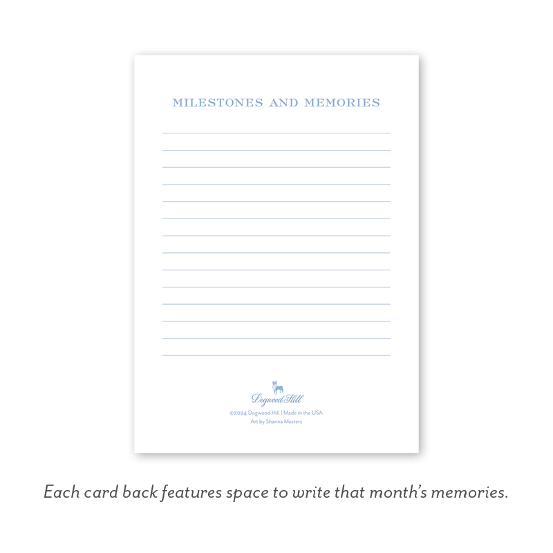 Cavalier Garden Gingham Blue Milestone Cards