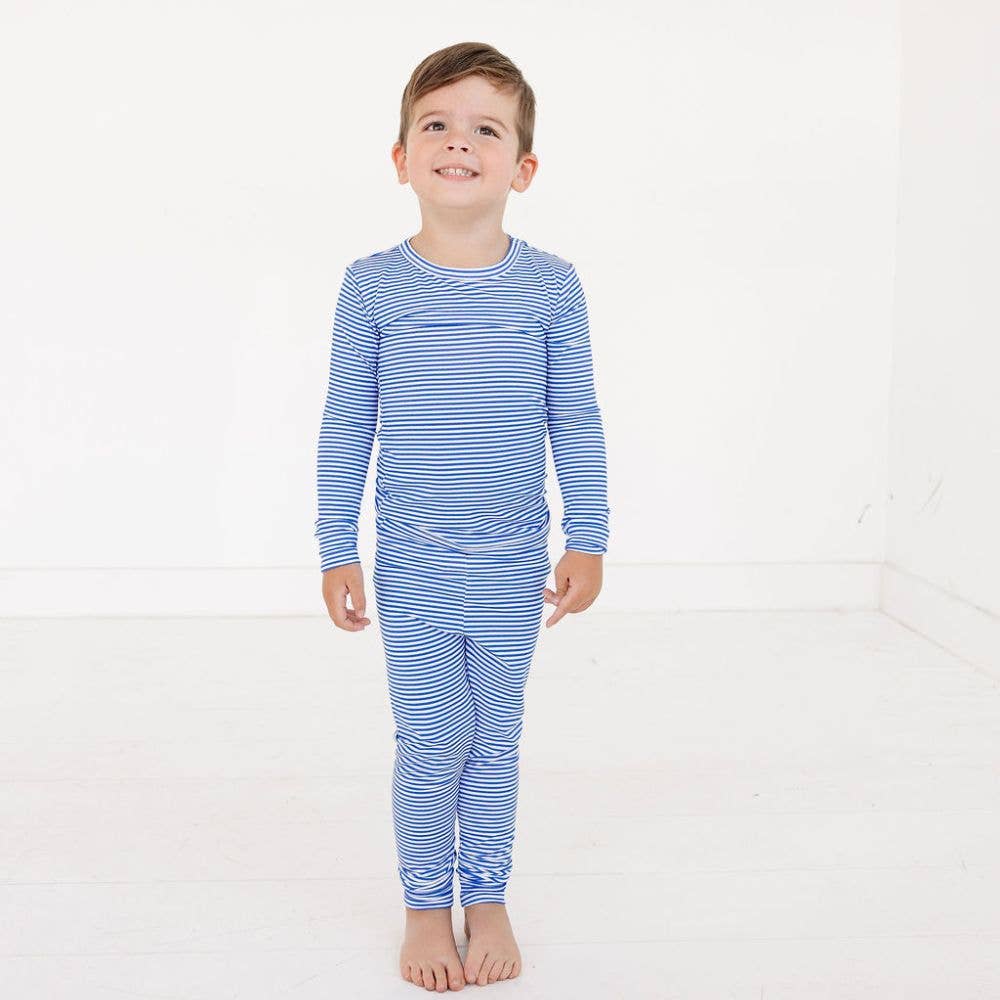 Cobalt Stripe Bamboo Toddler Pajama Set