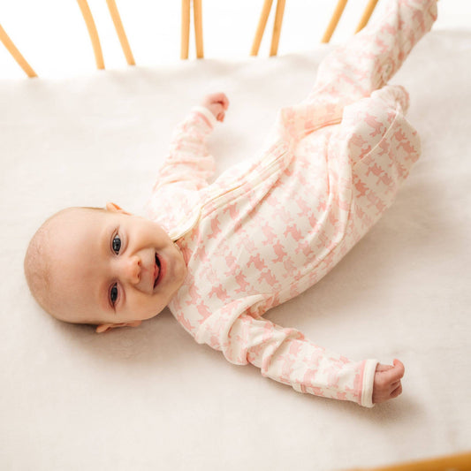 Bunny Hop Zip Footie - Dusty Rose