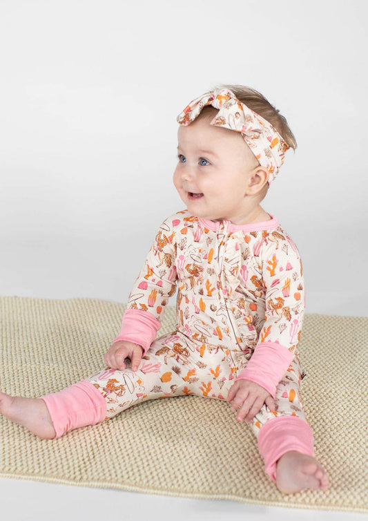 Saddle Up, Cowgirl Toile Convertible Zip PJs