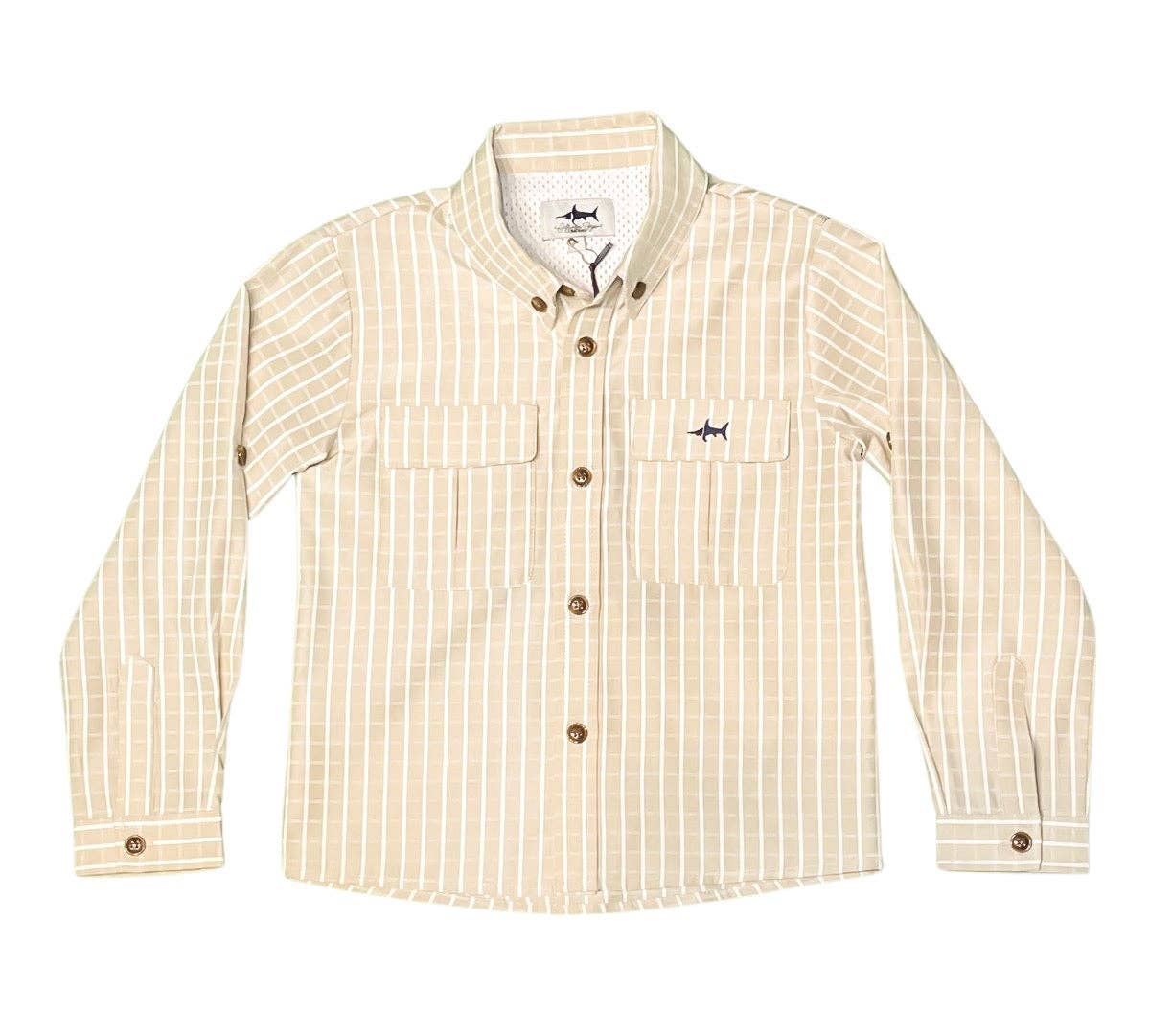 Flagler Fishing Shirt Khaki & White Plaid
