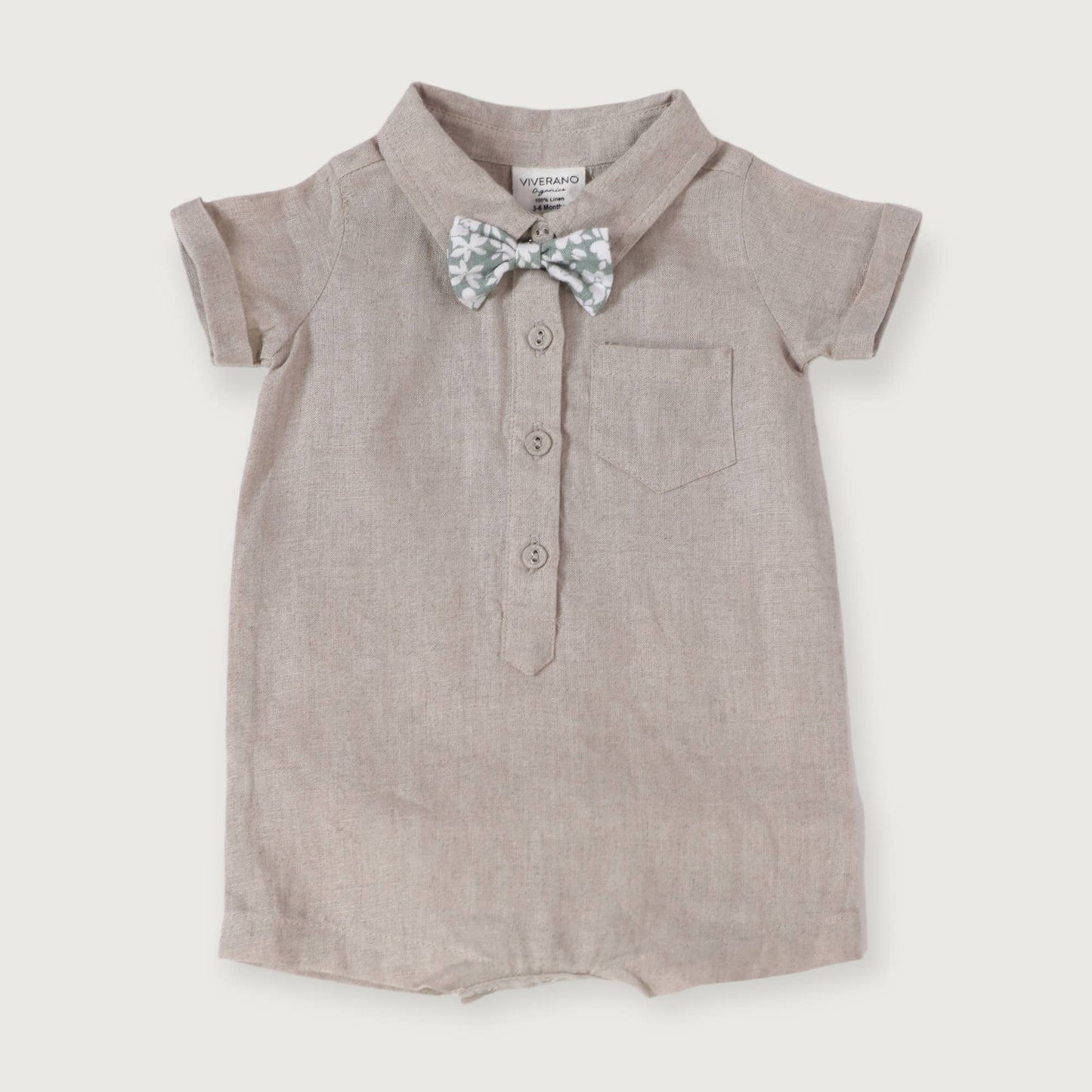 Bowtie Linen Baby Romper