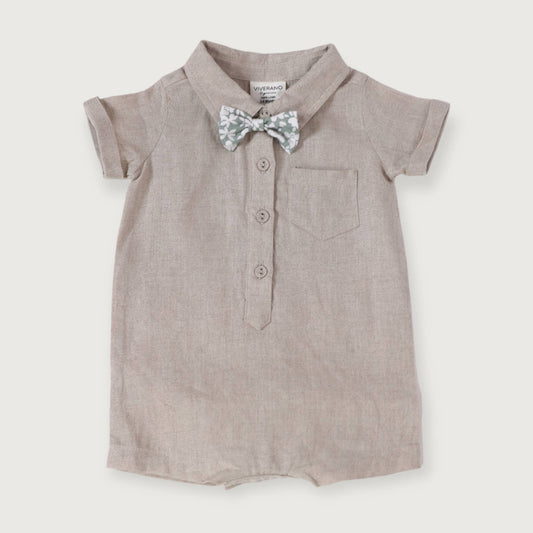 Bowtie Linen Baby Romper