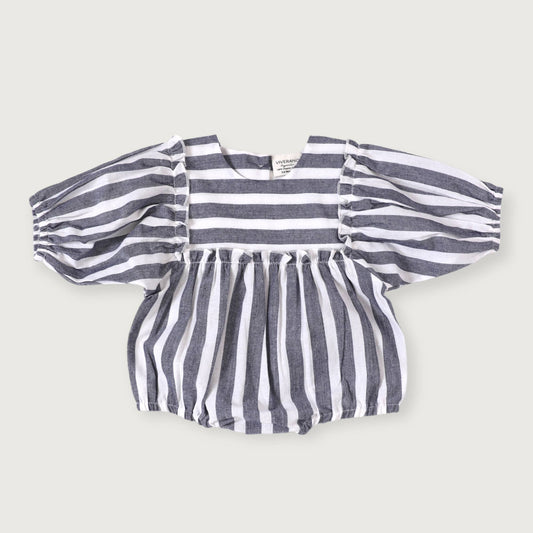 Blue Stripe Puff Sleeve Baby Bubble